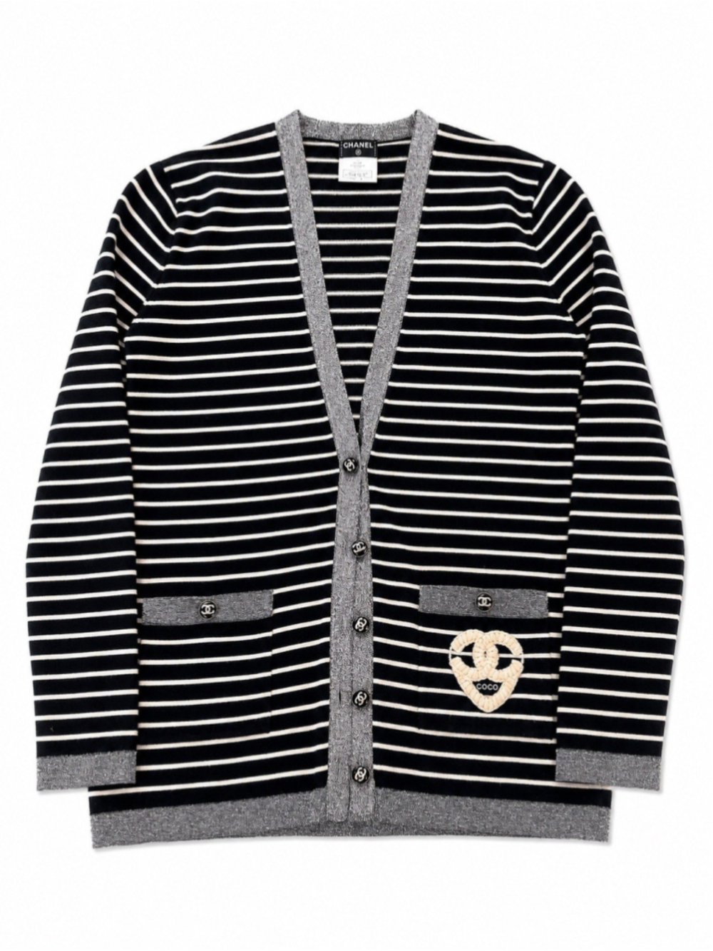 CHANEL 09C Cashmere Silk Twin Set Cardigan Tank Top CC Heart Logo IT 40 - Picture 2 of 10